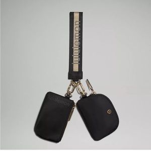 NWT Lululemon Dual Pouch Wristlet Gold/Black/Opal
